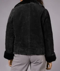 Awa Shearling Suede Biker