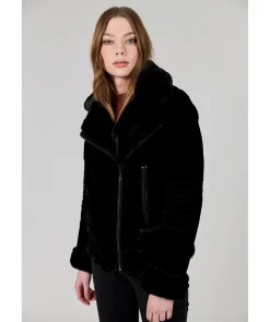 Awa Shearling Suede Biker