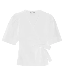 Cotton Poplin Wrap Blouse