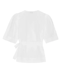 Cotton Poplin Wrap Blouse