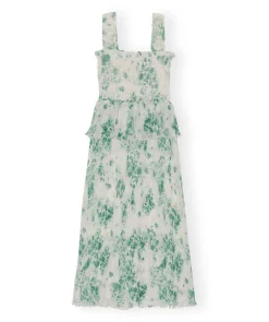 Pleated Smock Midi Dress