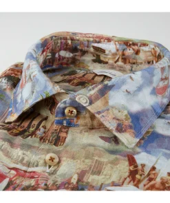 Slim Casual Linen Print