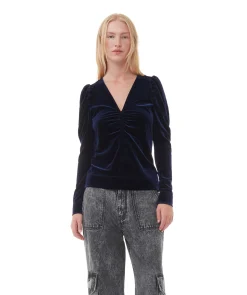 Velvet Jersey V-Neck Top